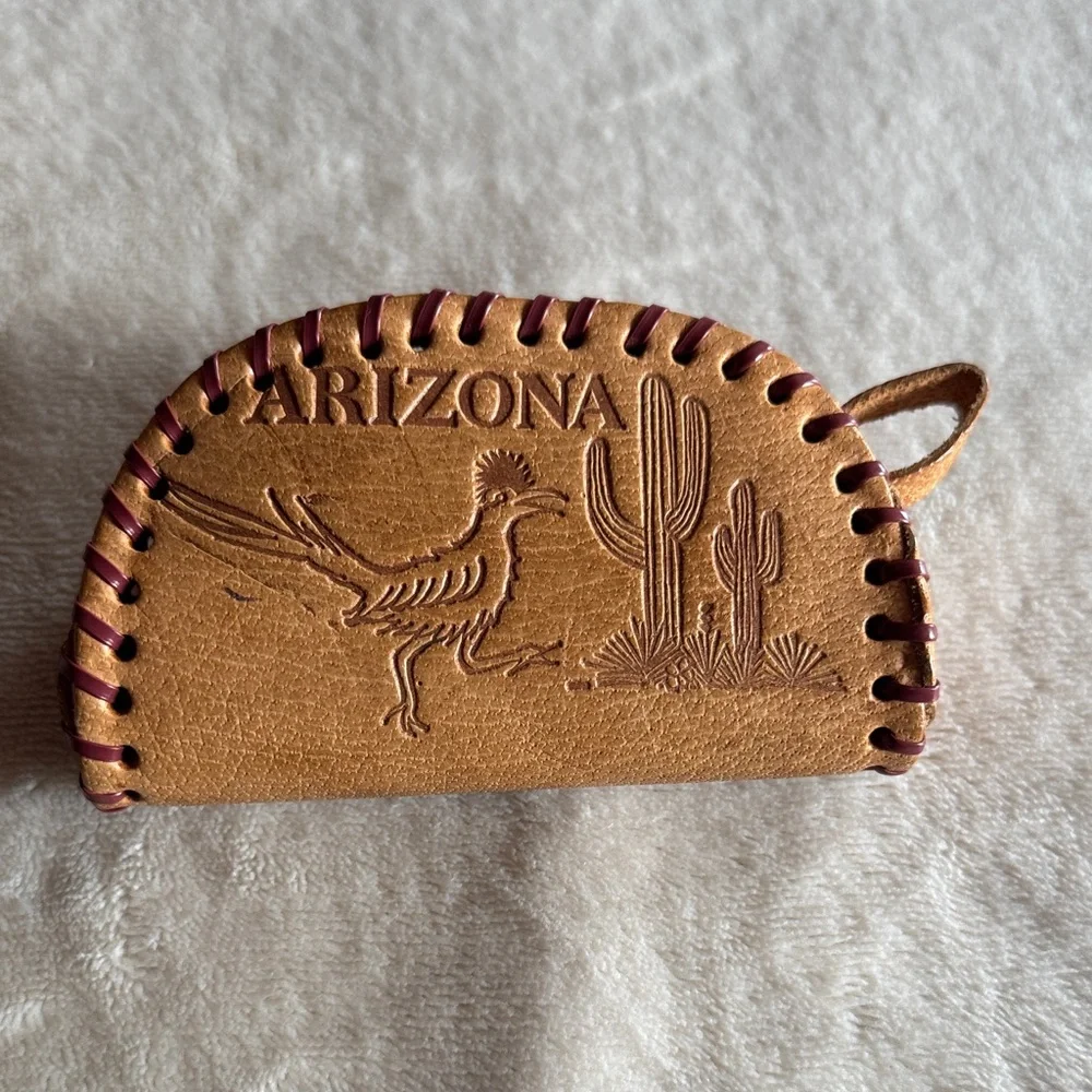 Vintage Handmade Leather Souvenir Coin Purse